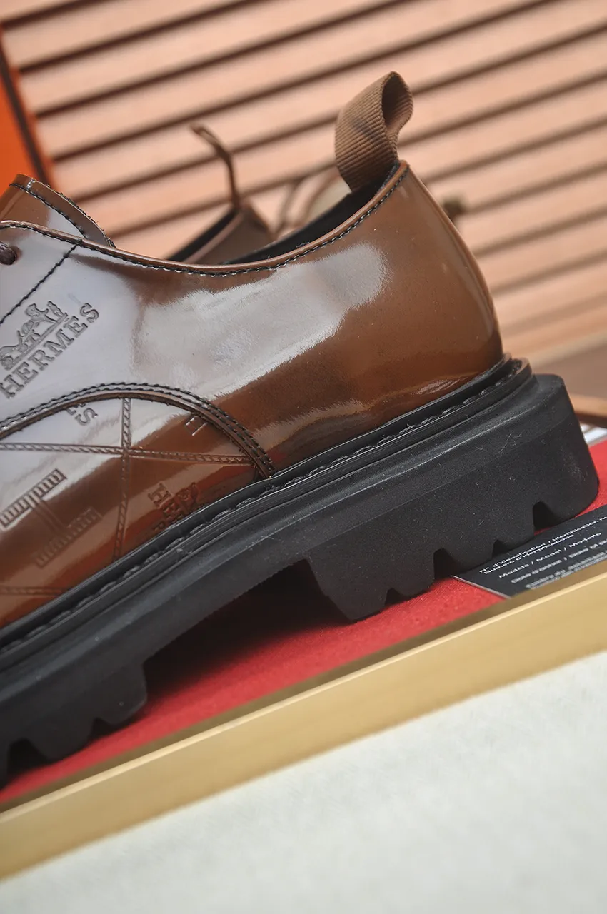 Men's men's shoes 💰720💶【[Hermes HERMES】】(High-end Niuli) New 🍀 HERMES - top version of classic casual leather shoes! Made of imported original cowhide, the inner top layer is comfortable cowhide lining! Original wear-resistant rubber foam outsole! High quality products! Code number 38-45 (45 customized)